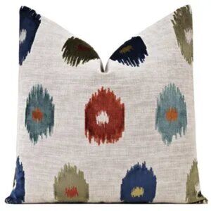 Two Sedona Cut Velvet Ikat Pillow Covers- one 24" square, one 22"square